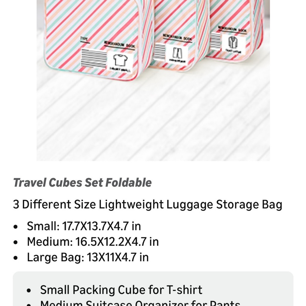 Striped Travel Packing Cubes Set - Picture 3 of 5